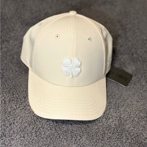 Black Clover Off-white Baseball Cap with Clover Embroidery